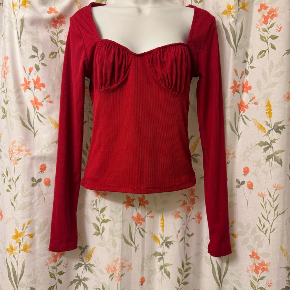 Eye Candy Scarlet Long Sleeve Blouse